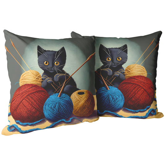Knittn' Kitten Pillow